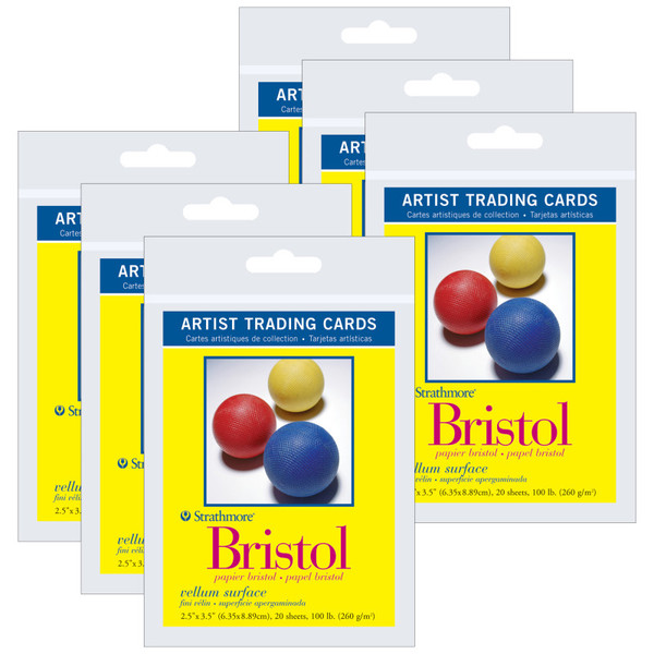 Strathmore 300 Series Artist Trading Cards Bristol Pack, Vellum Finish, 2.5X3.5 Inch, 20 Sheets Per Pack, 6 Packs STTP105902-6