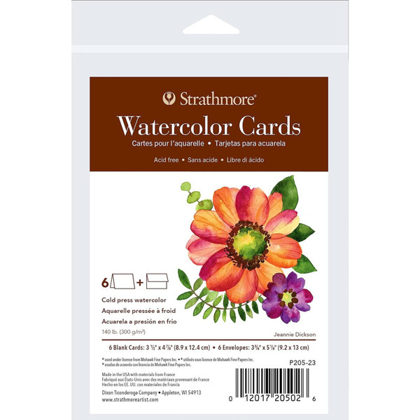Strathmore 400 Series Watercolor Cards & Envelopes, Anniversary Size, 3.5X4.875 Inch, 6 Pack STTP20523