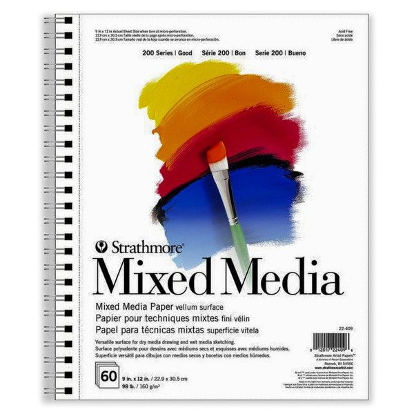 Strathmore 200 Series Mixed Media Pad, 60 Sheet, 9X12 Inch, 1 Count STTP22409
