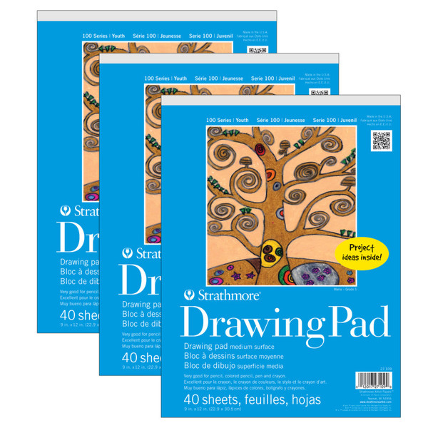 Strathmore 100 Series Drawing Pad, 40 Sheet, 9X12 Inch, Pack Of 3 STTP271091-3