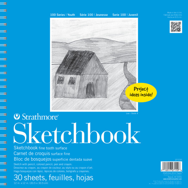 Strathmore 100 Series Sketch Pad, 30 Sheet, 12X12 Inch, 1 Count STTP271101
