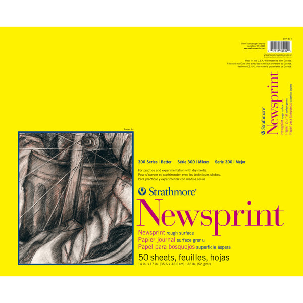 Strathmore 300 Series Newsprint Pad, Tape Binding, 50 Sheet, 14X17 Inch, 1 Count STTP3078141