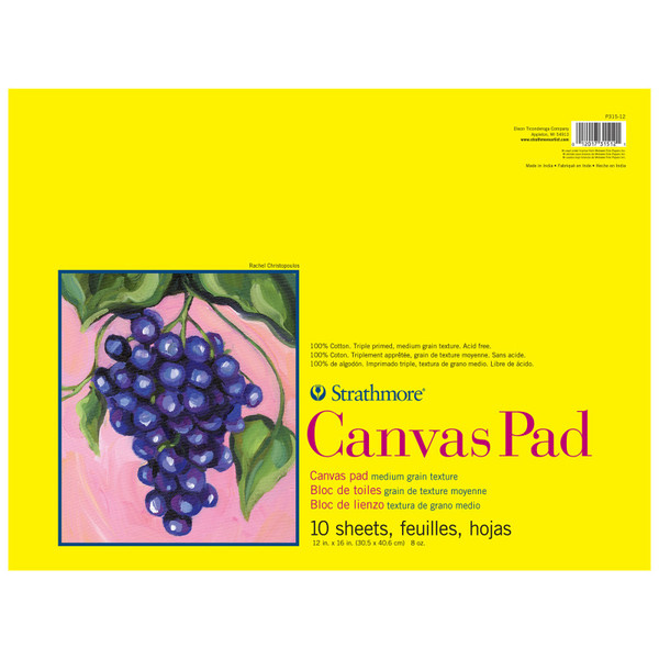 Strathmore 300 Series Canvas Pad, Tape Binding, 10 Sheet, 12X16 Inch, 1 Count STTP31512
