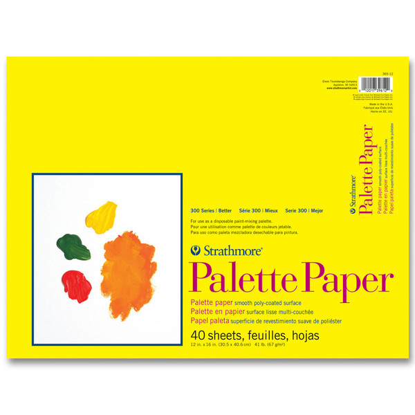 Strathmore 300 Series Palette Paper Pad, Tape Binding, 40 Sheet, 12X16 Inch, 1 Count STTP365121