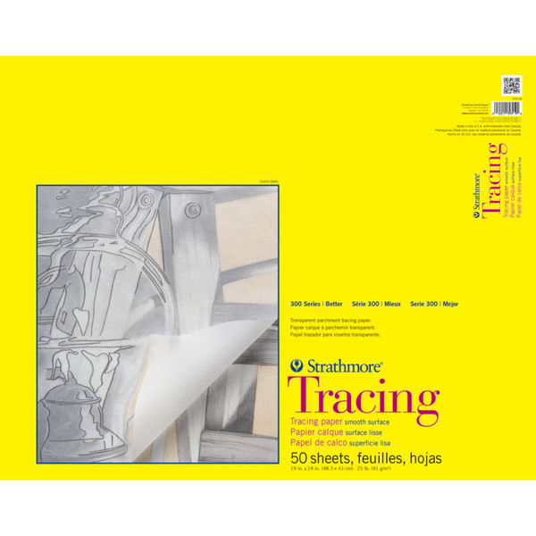 Strathmore 300 Series Tracing Pad, Tape Binding, 50 Sheet, 19X24 Inch, 1 Count STTP370191