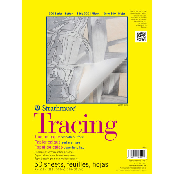 Strathmore 300 Series Tracing Pad, Tape Binding, 50 Sheet, 9X12 Inch, 1 Count STTP370903
