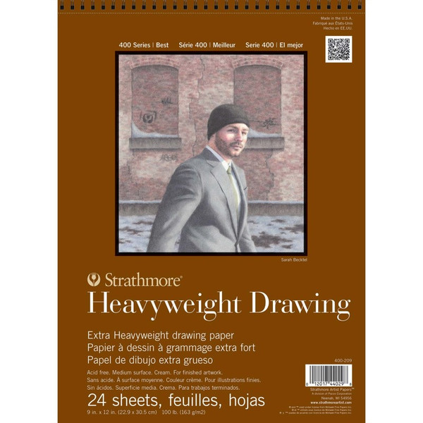 Strathmore 400 Series Drawing Paper Pad, Heavyweight, Top Wire Binding, 24 Sheet, 9X12 Inch, 1 Count STTP4002091