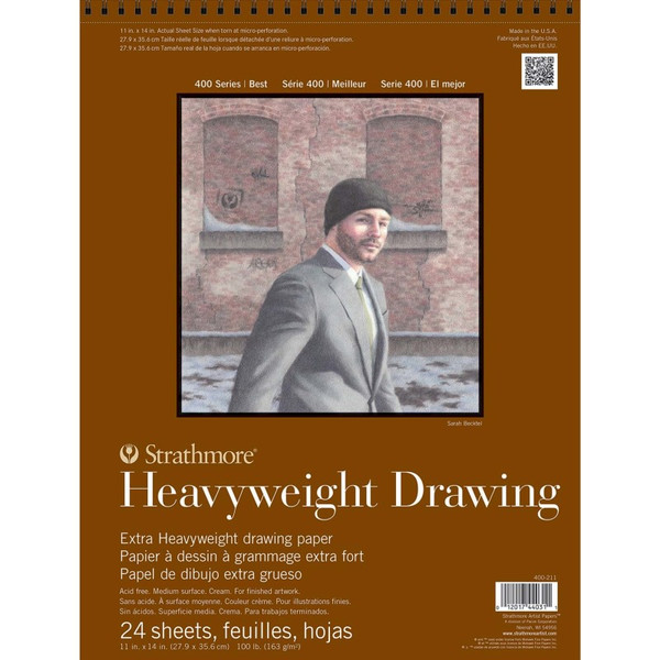 Strathmore 400 Series Drawing Paper Pad, Heavyweight, Top Wire Binding, 24 Sheet, 11X14 Inch, 1 Count STTP4002111