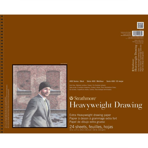 Strathmore 400 Series Drawing Paper Pad, Heavyweight, Top Wire Binding, 24 Sheet, 14X17 Inch, 1 Count STTP4002141