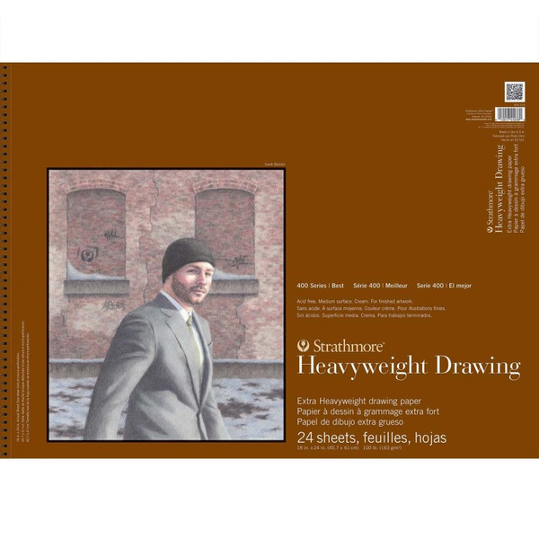 Strathmore 400 Series Drawing Paper Pad, Top Wire Binding, 24 Sheet, 18X24 Inch, 1 Count STTP4002181