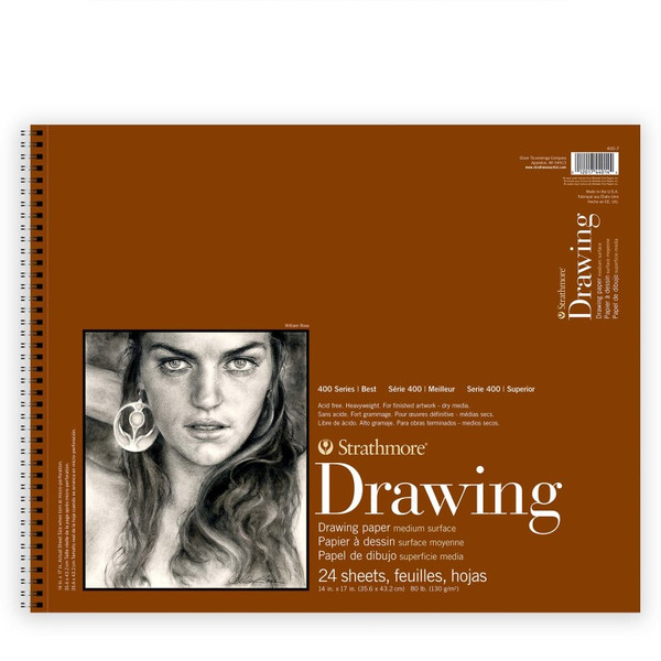 Strathmore 400 Series Drawing Paper Pad, Top Wire Binding, 24 Sheet, 14X17 Inch, 1 Count STTP40071