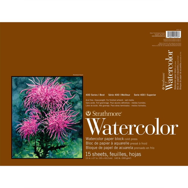 Strathmore 400 Series Watercolor Paper Block, 15 Sheet, 13X17 Inch, 1 Count STTP472131