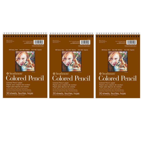 Strathmore 400 Series Color Pencil Pad, Wire Binding, 30 Sheet, 6X8 Inch, Pack Of 3 STTP477606-3