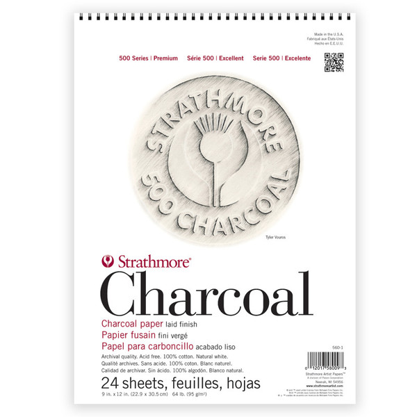 Strathmore 500 Series Charcoal Paper Pad, 24 Sheet, 9X12 Inch, 1 Count STTP56011