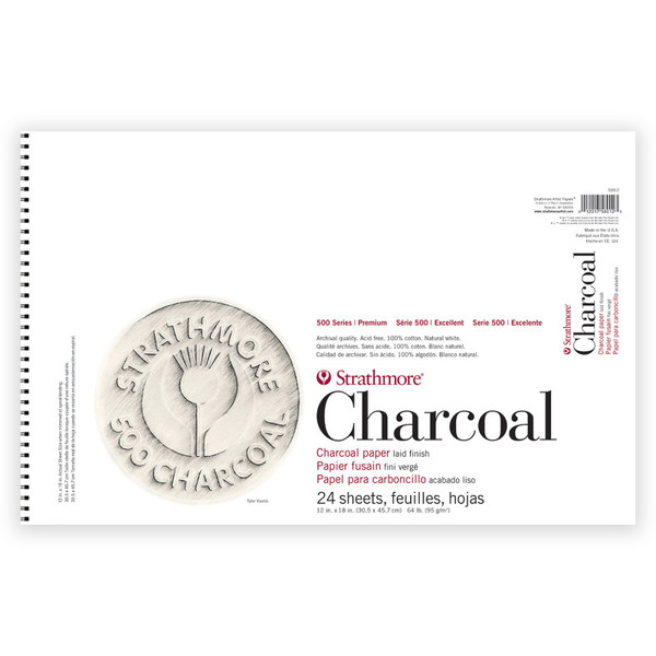 Strathmore 500 Series Charcoal Paper Pad, 24 Sheet, 12X18 Inch, 1 Count STTP56021