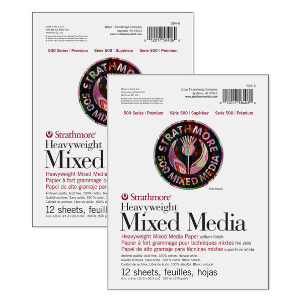 Strathmore 500 Series Mixed Media Pad, 12 Sheet, 6X8 Inch, Pack Of 2 STTP58461-2