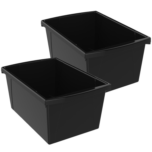 Storex Medium Classroom Storage Bin, Black, Pack Of 2 STX61429U06C-2