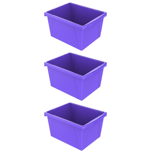 Storex 4 Gallon Classroom Storage Bin, Purple, Pack Of 3 STX61481U06C-3