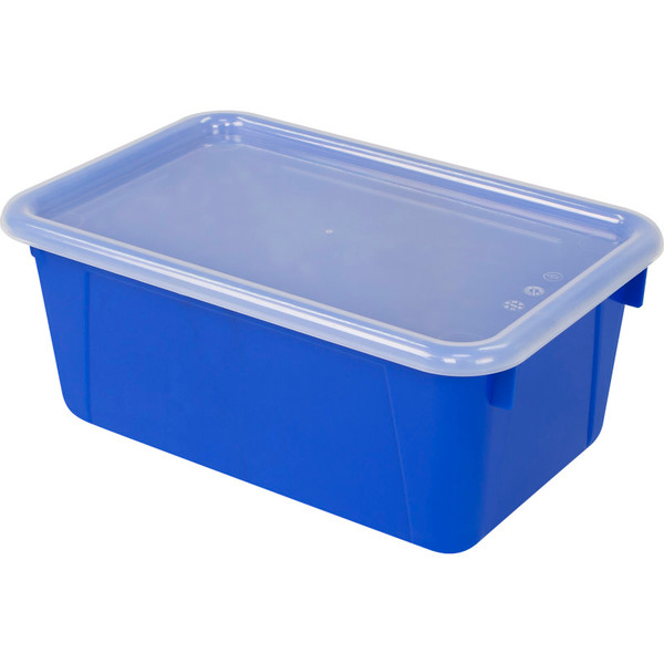 Storex Small Cubby Bin With Cover, Classroom Blue STX62408U06C