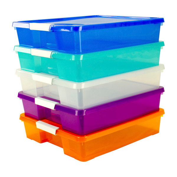 Storex Stack & Store Box Craft Organizer, Assorted Colors, 5-Pack STX63202U05C
