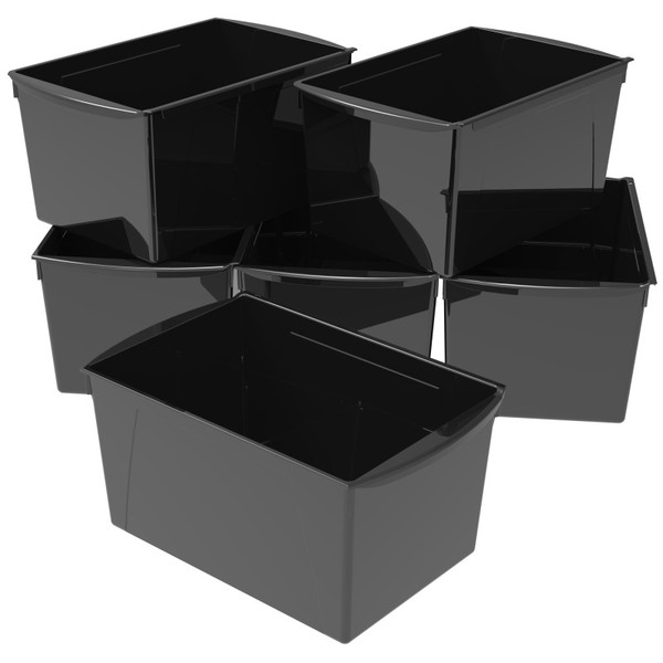 Storex Wide Book Bin, Black, Set Of 6 STX71130U06C