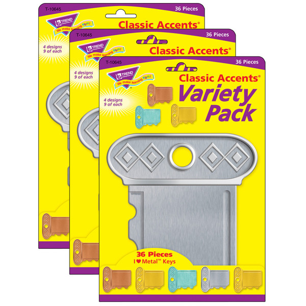 Trend I ? Metal Keys Classic Accents Variety Pack, 36 Per Pack, 3 Packs T-10645-3