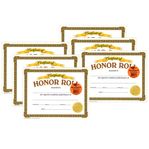 Trend Honor Roll Classic Certificates, 30 Per Pack, 6 Packs T-11307-6