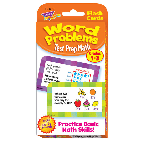 Trend Word Problems Test Prep Math, Grades 1-3 Challenge Cards T-24013