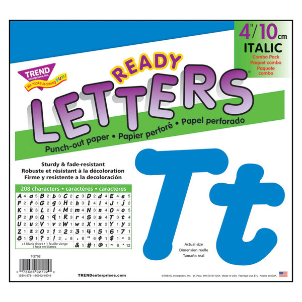 Trend Blue 4" Italic Combo Ready Letters T-2702