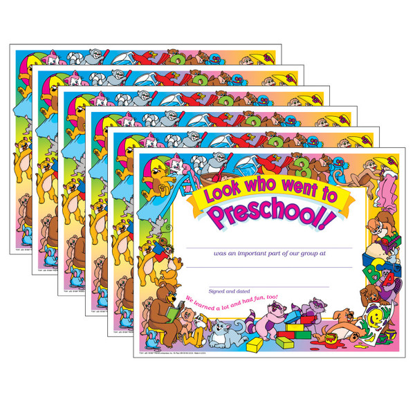 Trend Look Who Went To Preschool! Certificate, 30 Per Pack, 6 Packs T-341-6