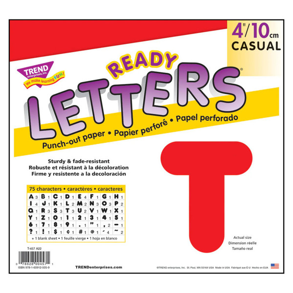 Trend Red 4" Casual Uppercase Ready Letters T-457