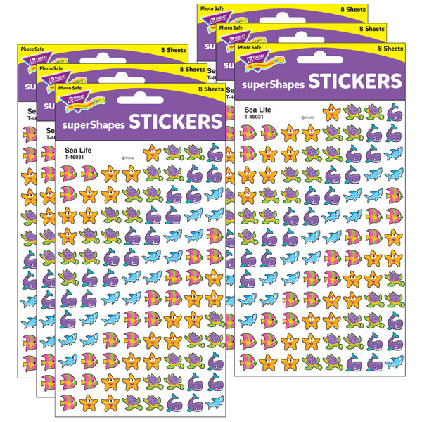 Trend Sea Life Supershapes Stickers, 800 Per Pack, 6 Packs T-46031-6