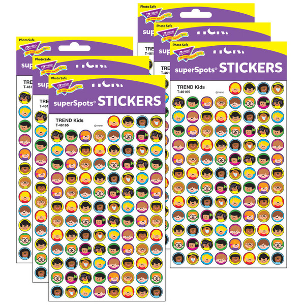 Trend Kids Superspots Stickers, 800 Per Pack, 6 Packs T-46165-6