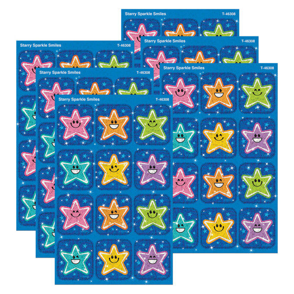Trend Starry Smiles Sparkle Stickers, 24 Per Pack, 6 Packs T-46308-6