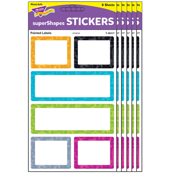 Trend Color Harmony Painted Labels Supershapes Stickers - Large, 24 Per Pack, 6 Packs T-46317-6