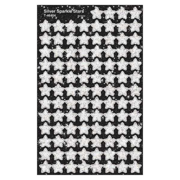 Trend Silver Sparkle Stars Supershapes Stickers-Sparkle, 400 Ct T-46404