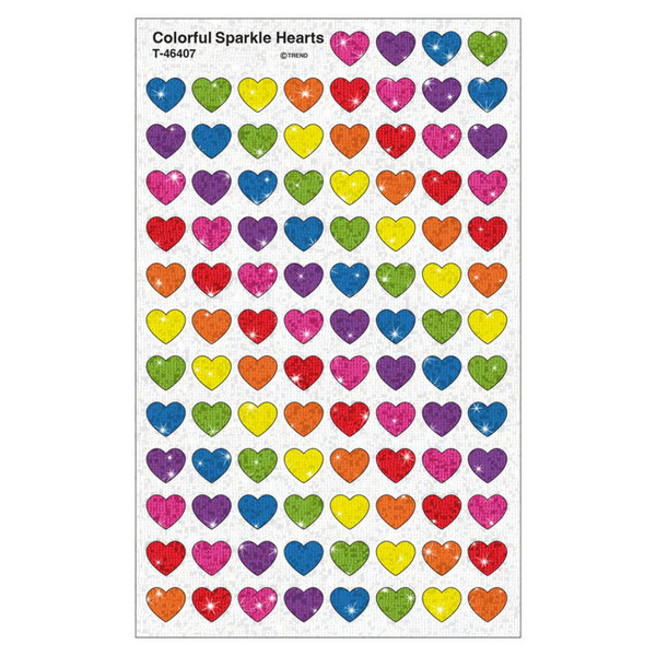 Trend Colorful Hearts Sparkle Stickers, Pack Of 400 T-46407