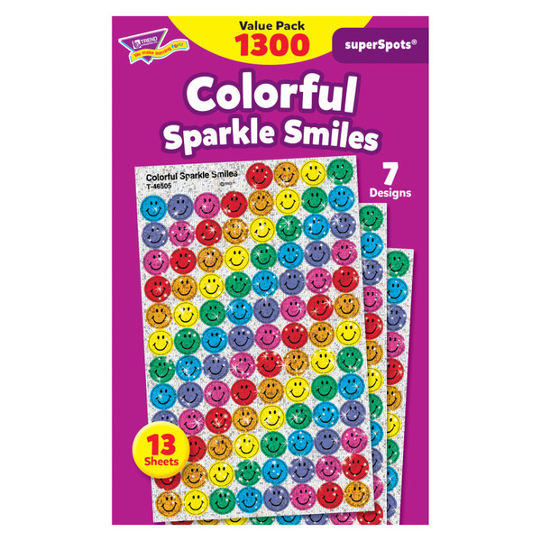 Trend Colorful Sparkle Smiles Superspots Value Pack, 1300 Ct T-46909