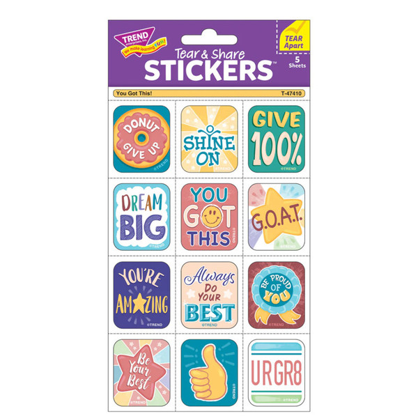 Trend You Got This! Tear & Share Stickers, Pack Of 60 T-47410
