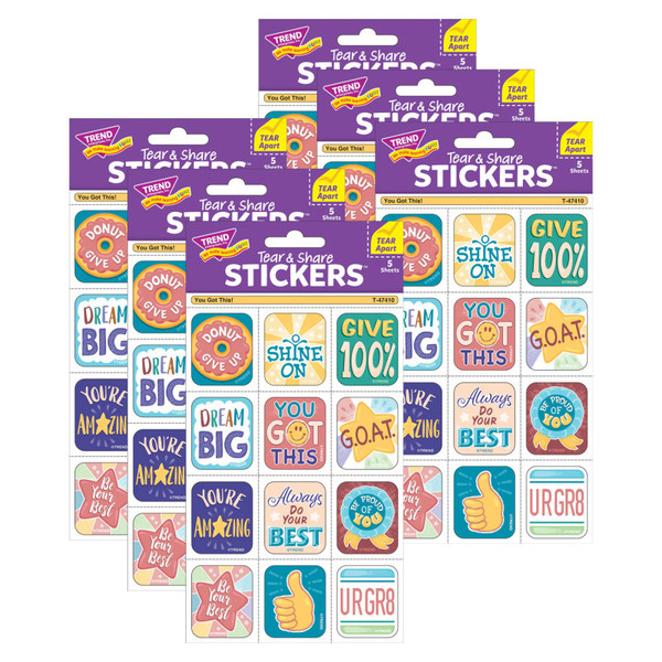 Trend You Got This! Tear & Share Stickers, 60 Per Pack, 6 Packs T-47410-6