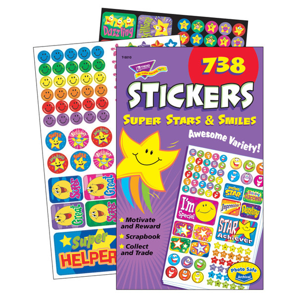 Trend Super Stars & Smiles Sticker Pad, 738 Ct T-5010