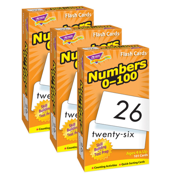 Trend Numbers 0-100 Skill Drill Flash Cards, Pack Of 3 T-53107-3