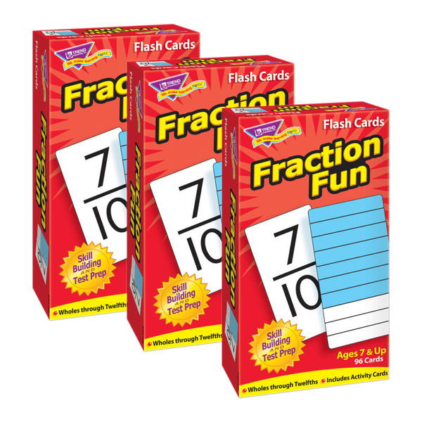 Trend Fraction Fun Skill Drill Flash Cards, 3 Packs T-53109-3