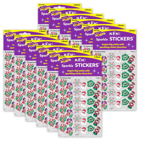 Trend Christmas Joys Sparkle Stickers, 72 Per Pack, 12 Packs T-63011-12