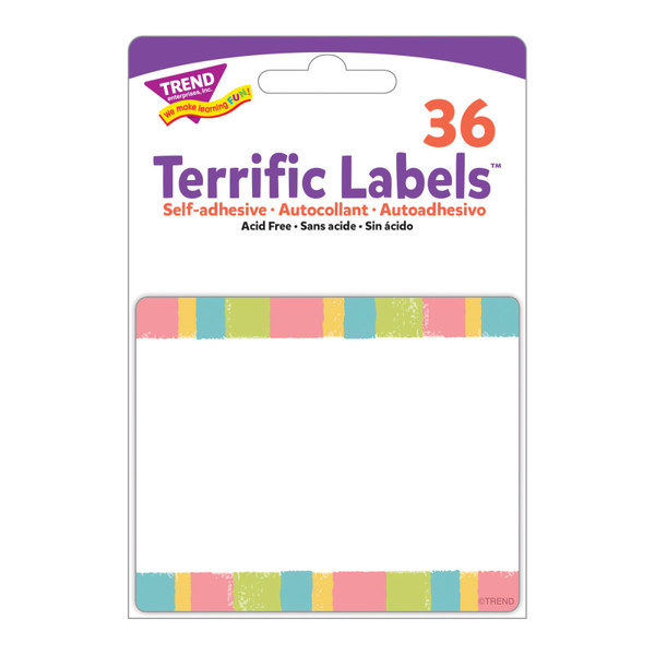 Trend Cheerful Stripes Terrific Labels, 36 Count T-68130