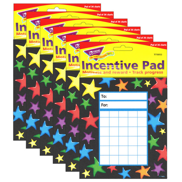 Trend Gel Stars Incentive Pad, 36 Sheets Per Pad, Pack Of 6 T-73052-6