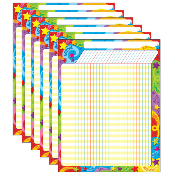 Trend Praise Words 'N Stars Incentive Chart, 17" X 22", Pack Of 6 T-73350-6