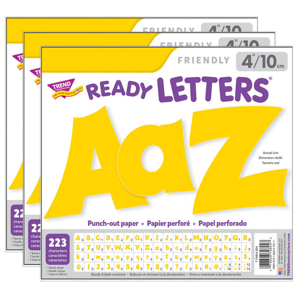 Trend Yellow 4" Friendly Combo Ready Letters, 3 Packs T-79804-3