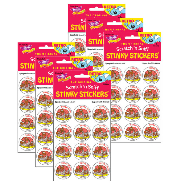 Trend Super Stuff!/Spaghetti Scented Stickers, 24 Per Pack, 6 Packs T-83620-6