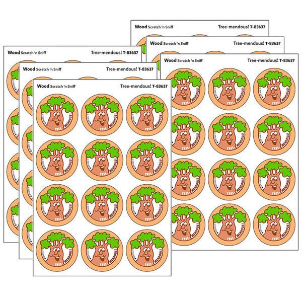 Trend Tree-Mendous!/Wood Scent Retro Scratch 'N Sniff Stinky Stickers, 24 Per Pack, 6 Packs T-83637-6